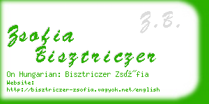 zsofia bisztriczer business card